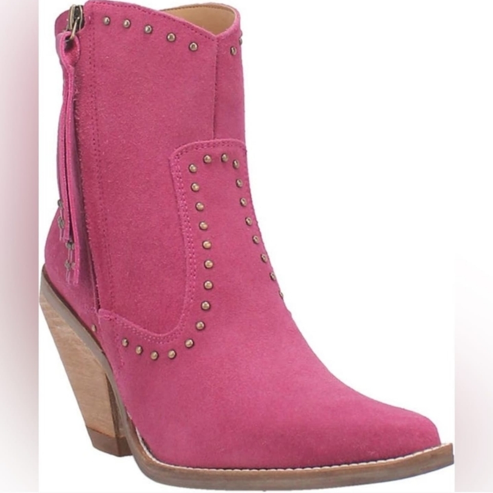 NWB DINGO FUCHSIA SUEDE LEATHER‎ CLASSY N’SASSY Snip Toe Cowgirl Western Boots